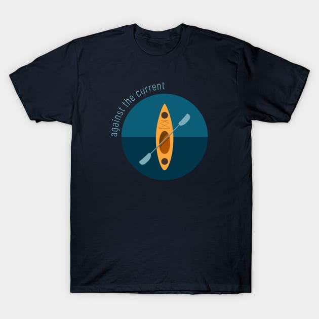 Against the Current Kayak, orange, split current T-Shirt by jwsparkes